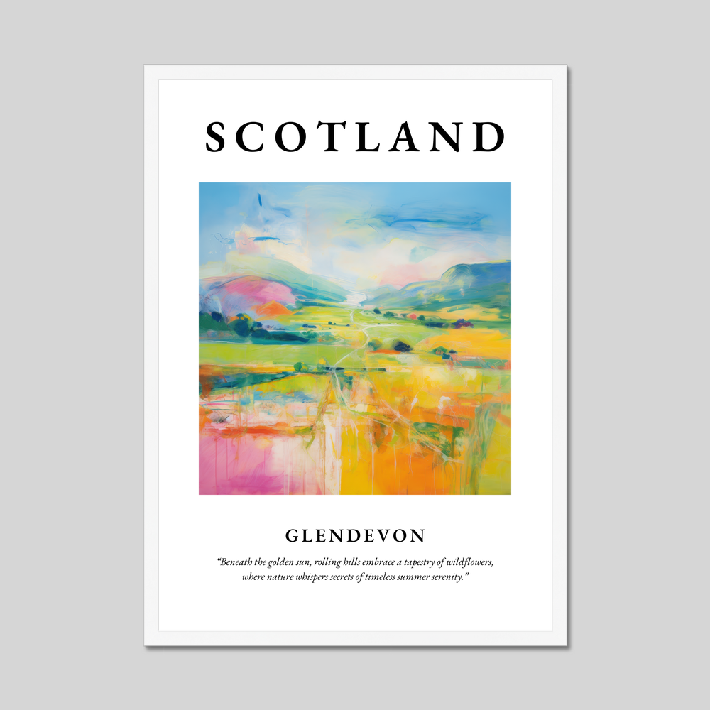 Poster in a white frame with the word Scotland