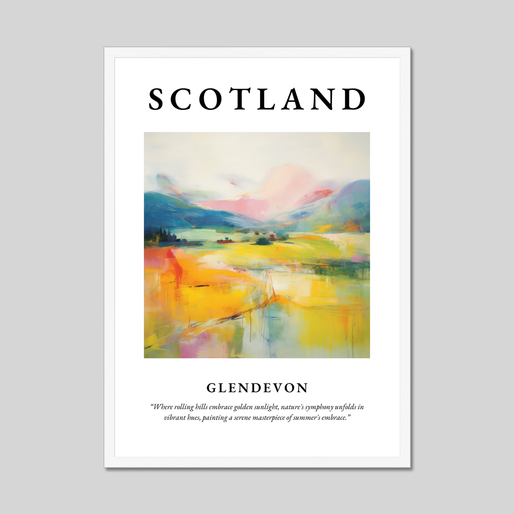 Poster in a white frame with the word Scotland