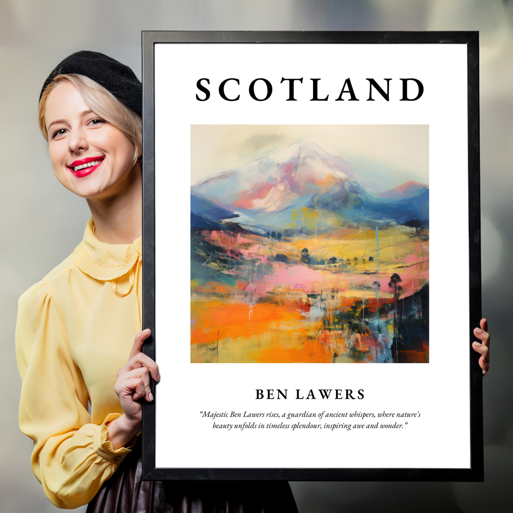 Person holding a poster of Ben Lawers