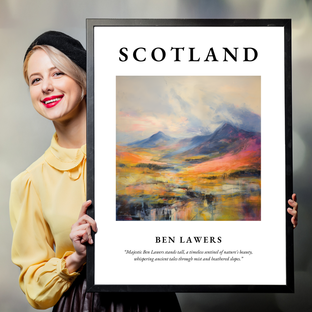 Person holding a poster of Ben Lawers