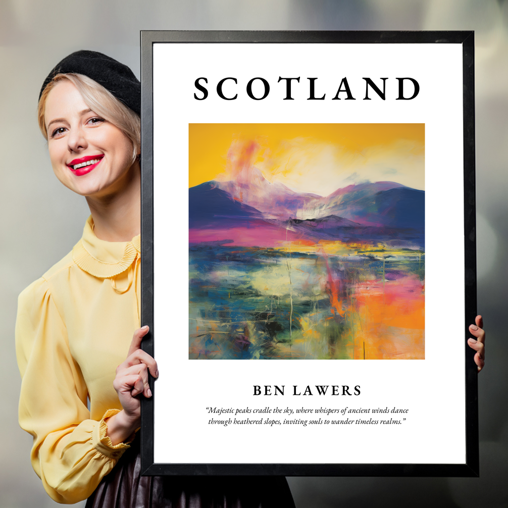 Person holding a poster of Ben Lawers