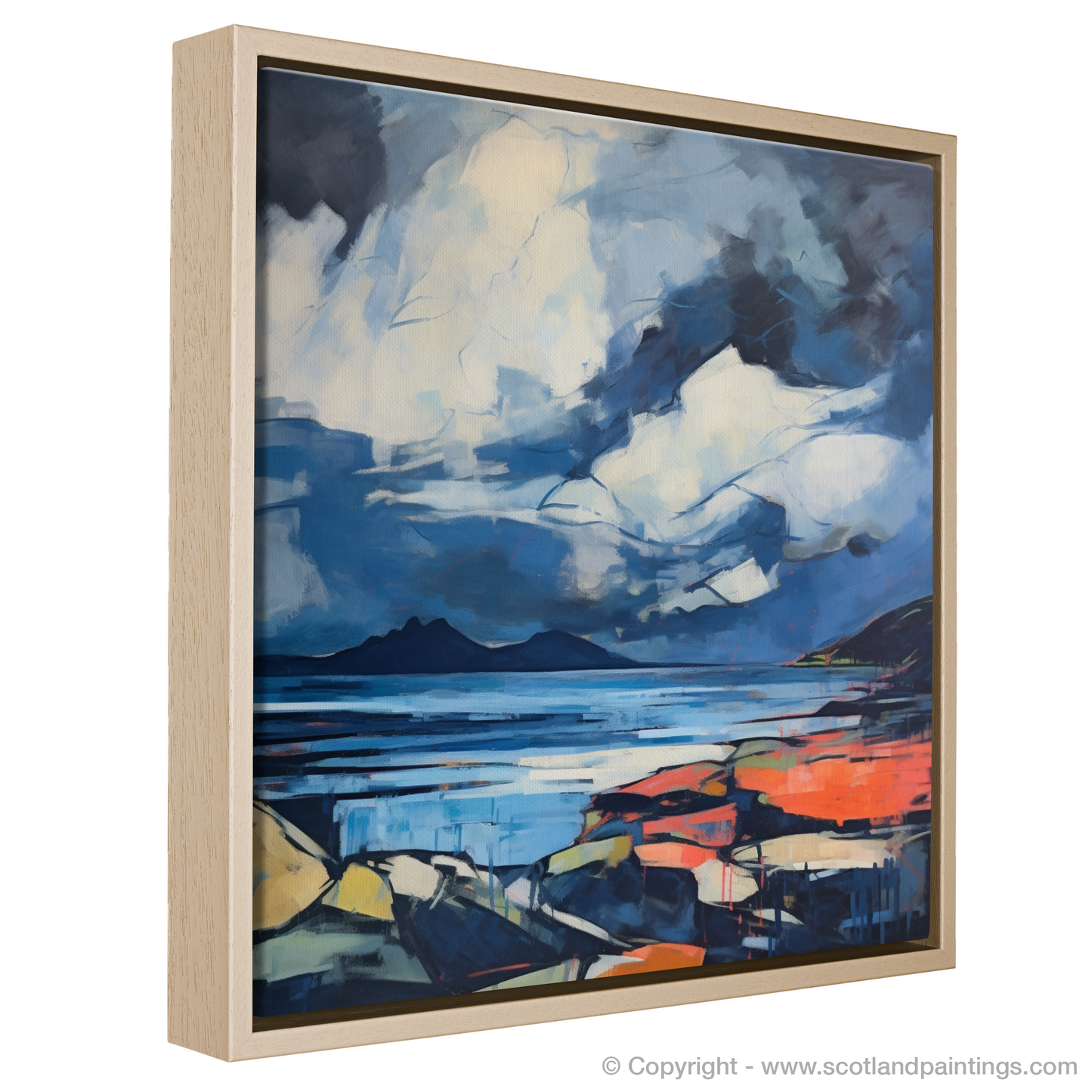 Painting and Art Print of Ardanaiseig Bay with a stormy sky. Storm over Ardanaiseig Bay: An Abstract Ode to Scottish Coves.