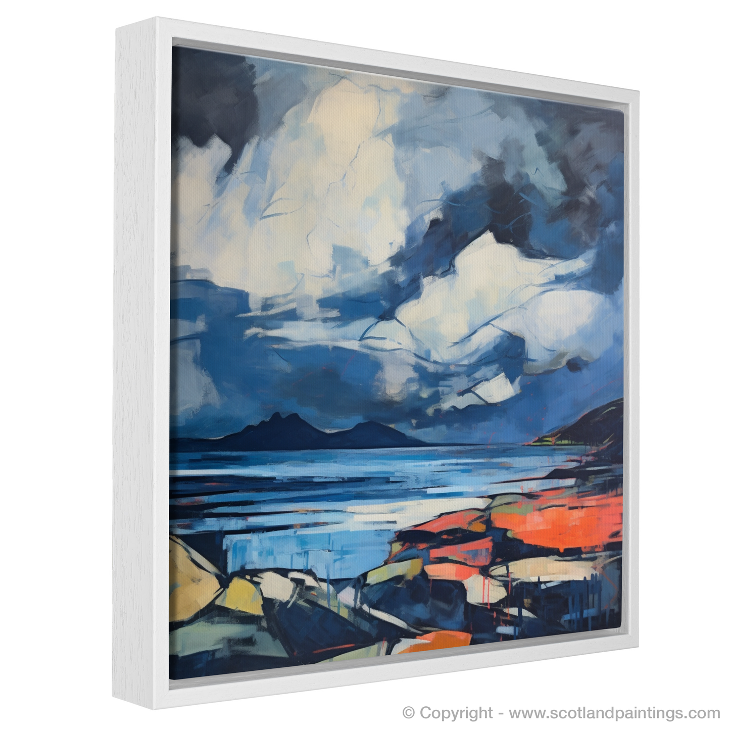 Painting and Art Print of Ardanaiseig Bay with a stormy sky. Storm over Ardanaiseig Bay: An Abstract Ode to Scottish Coves.