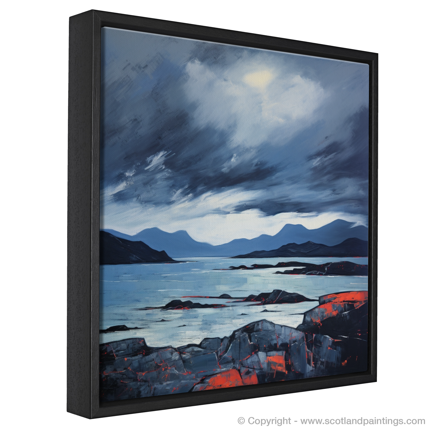 Painting and Art Print of Ardanaiseig Bay with a stormy sky. Storm Over Ardanaiseig Bay: An Abstract Ode to Scottish Coves.