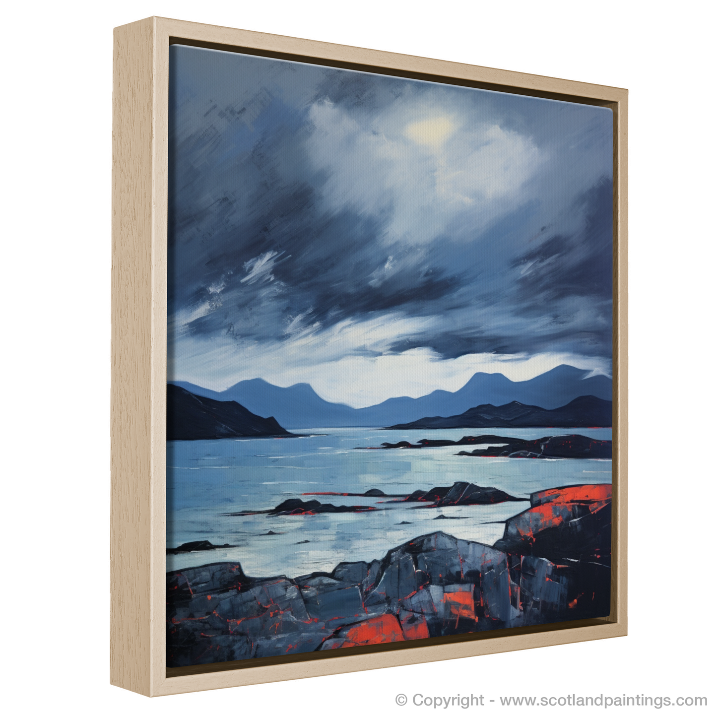 Painting and Art Print of Ardanaiseig Bay with a stormy sky. Storm Over Ardanaiseig Bay: An Abstract Ode to Scottish Coves.