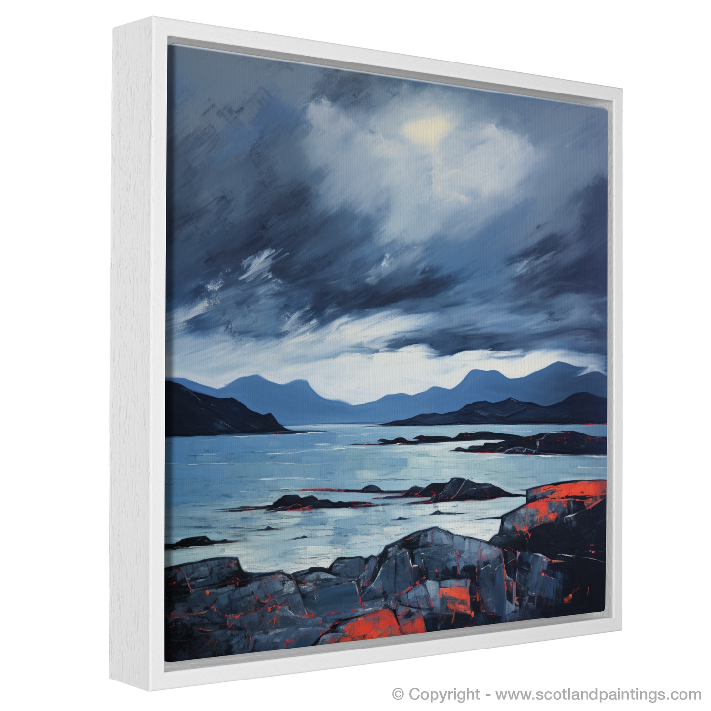 Painting and Art Print of Ardanaiseig Bay with a stormy sky. Storm Over Ardanaiseig Bay: An Abstract Ode to Scottish Coves.