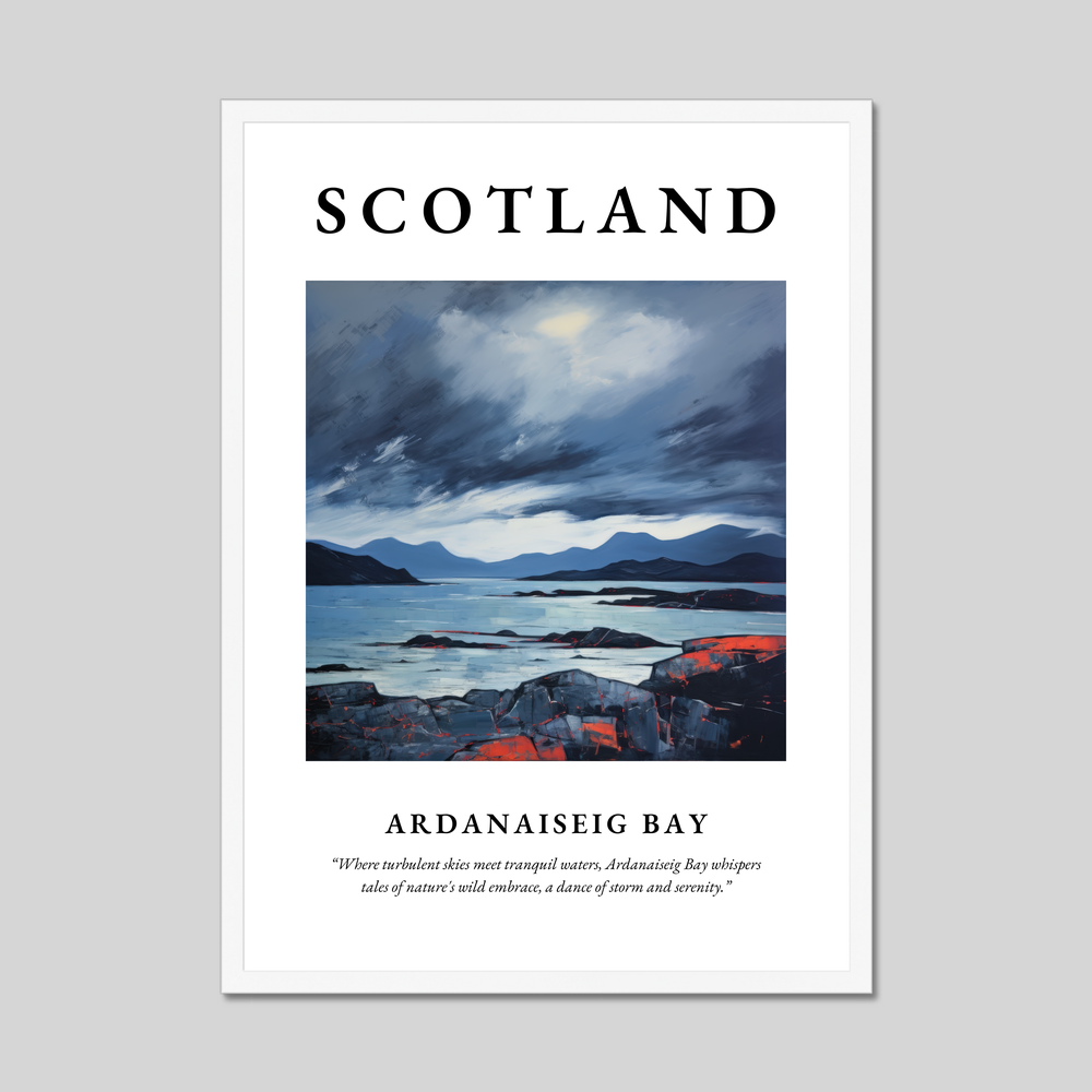 Poster in a white frame with the word Scotland