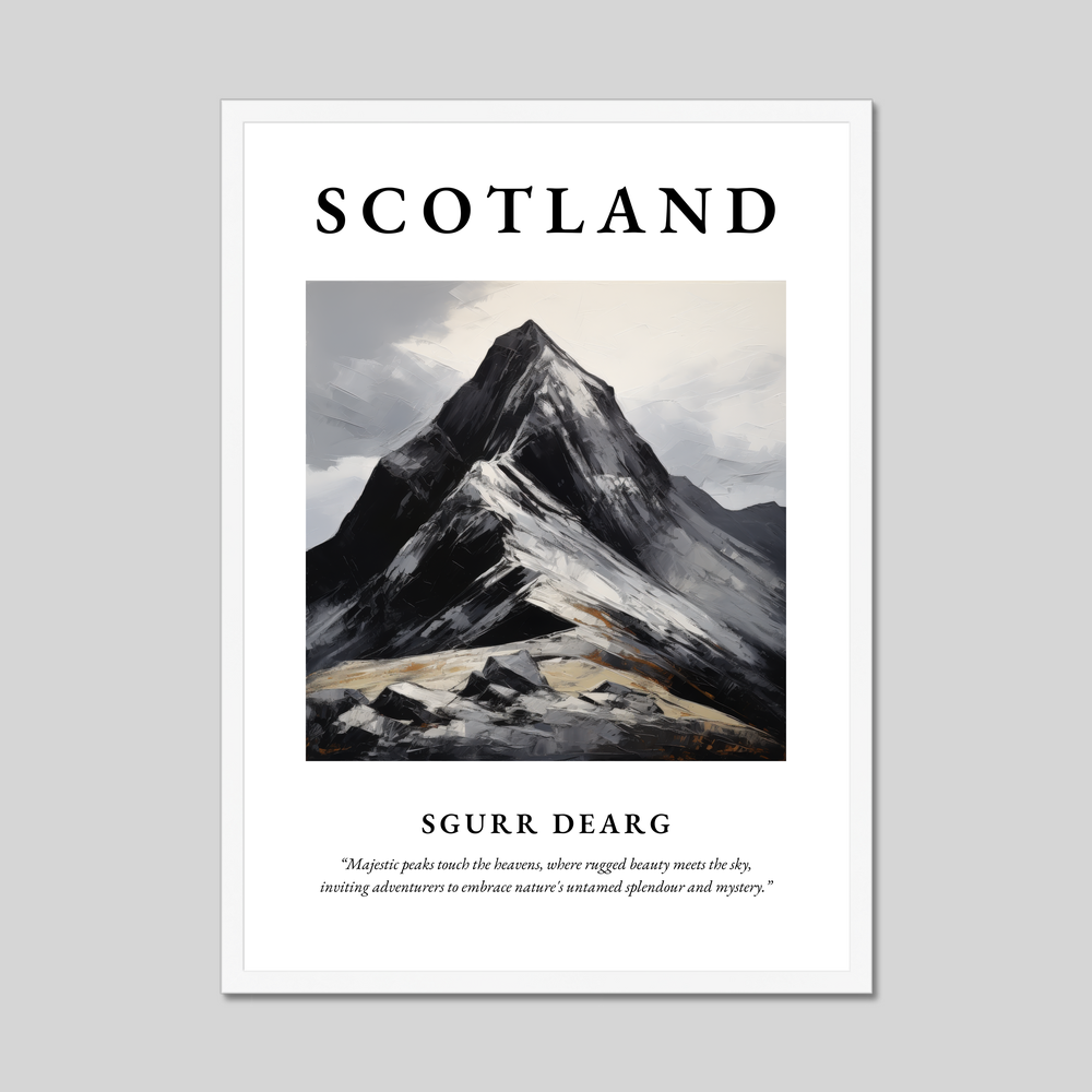 Poster in a white frame with the word Scotland