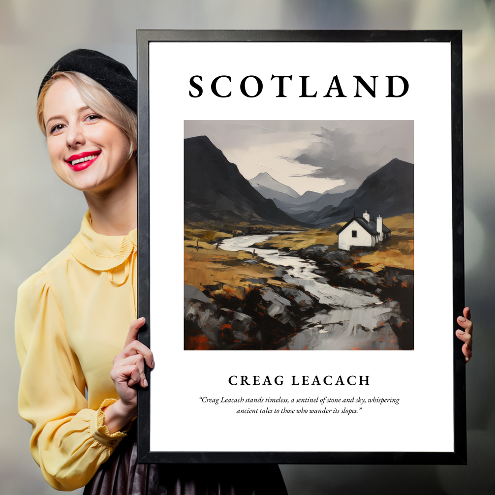 Person holding a poster of Creag Leacach