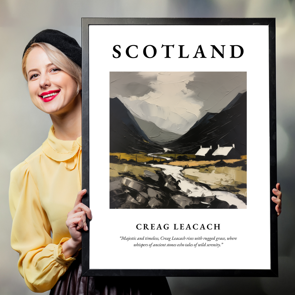 Person holding a poster of Creag Leacach