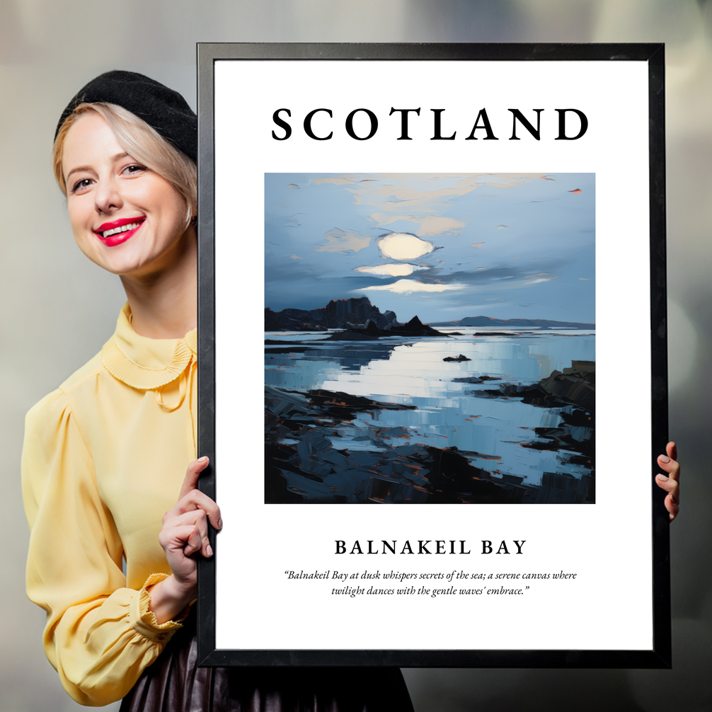 Person holding a poster of Balnakeil Bay