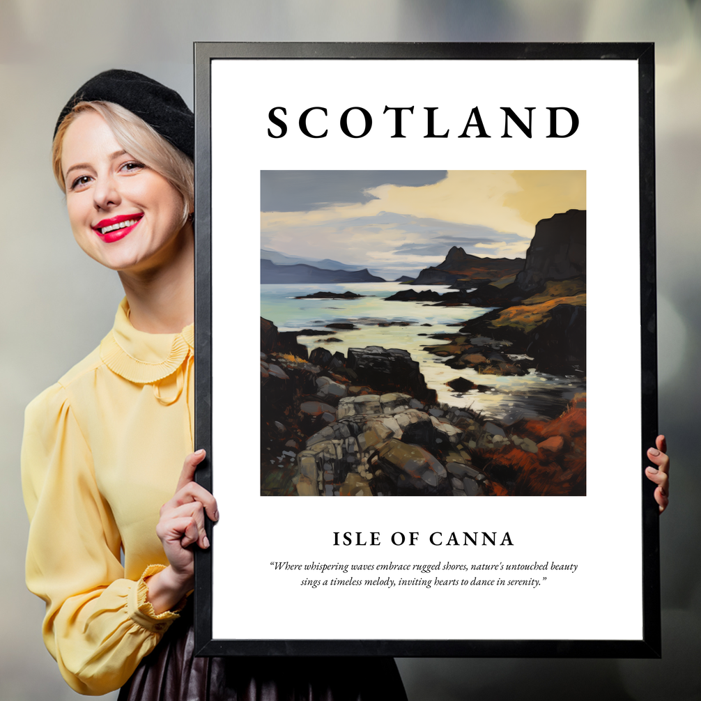 Person holding a poster of Isle of Canna