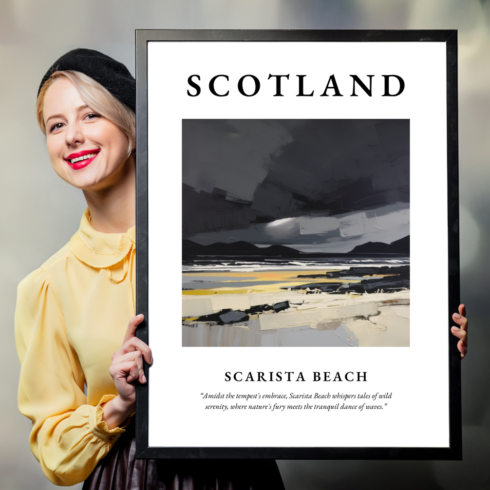 Person holding a poster of Scarista Beach