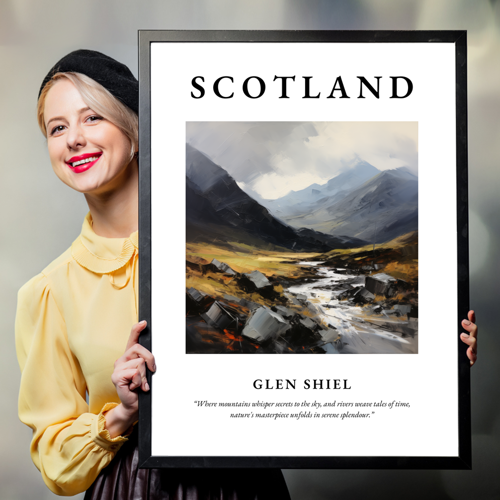 Person holding a poster of Glen Shiel