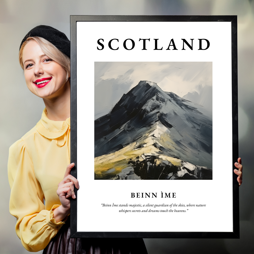 Person holding a poster of Beinn Ìme