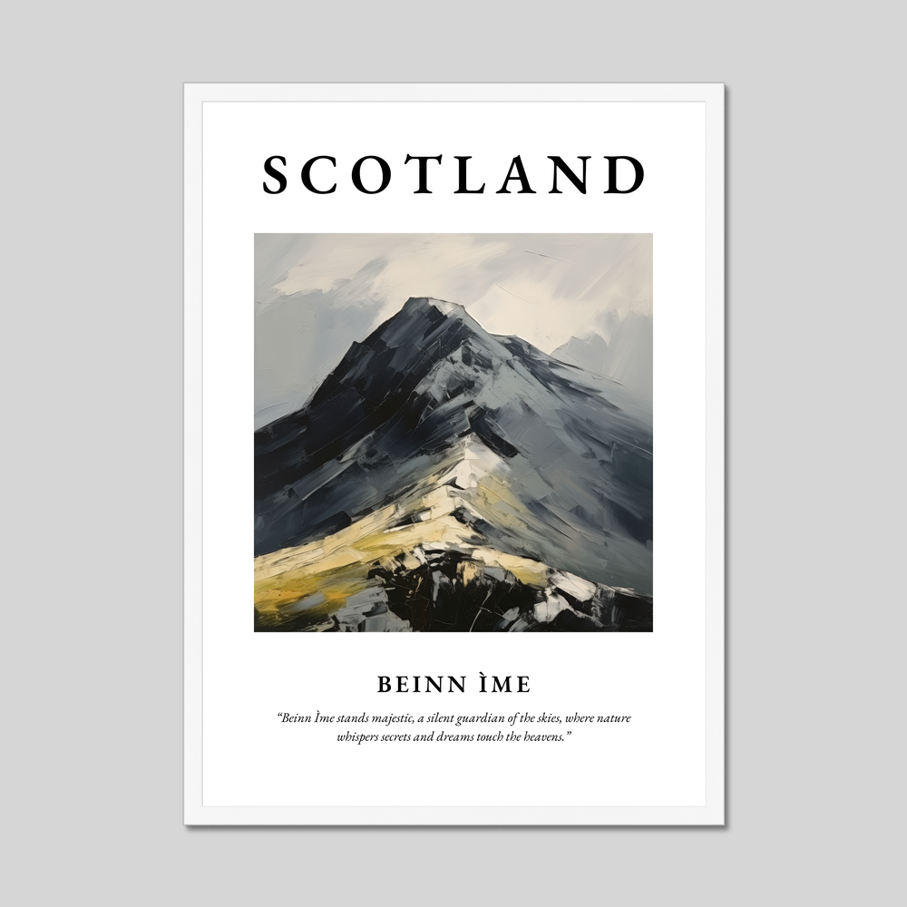 Poster in a white frame with the word Scotland