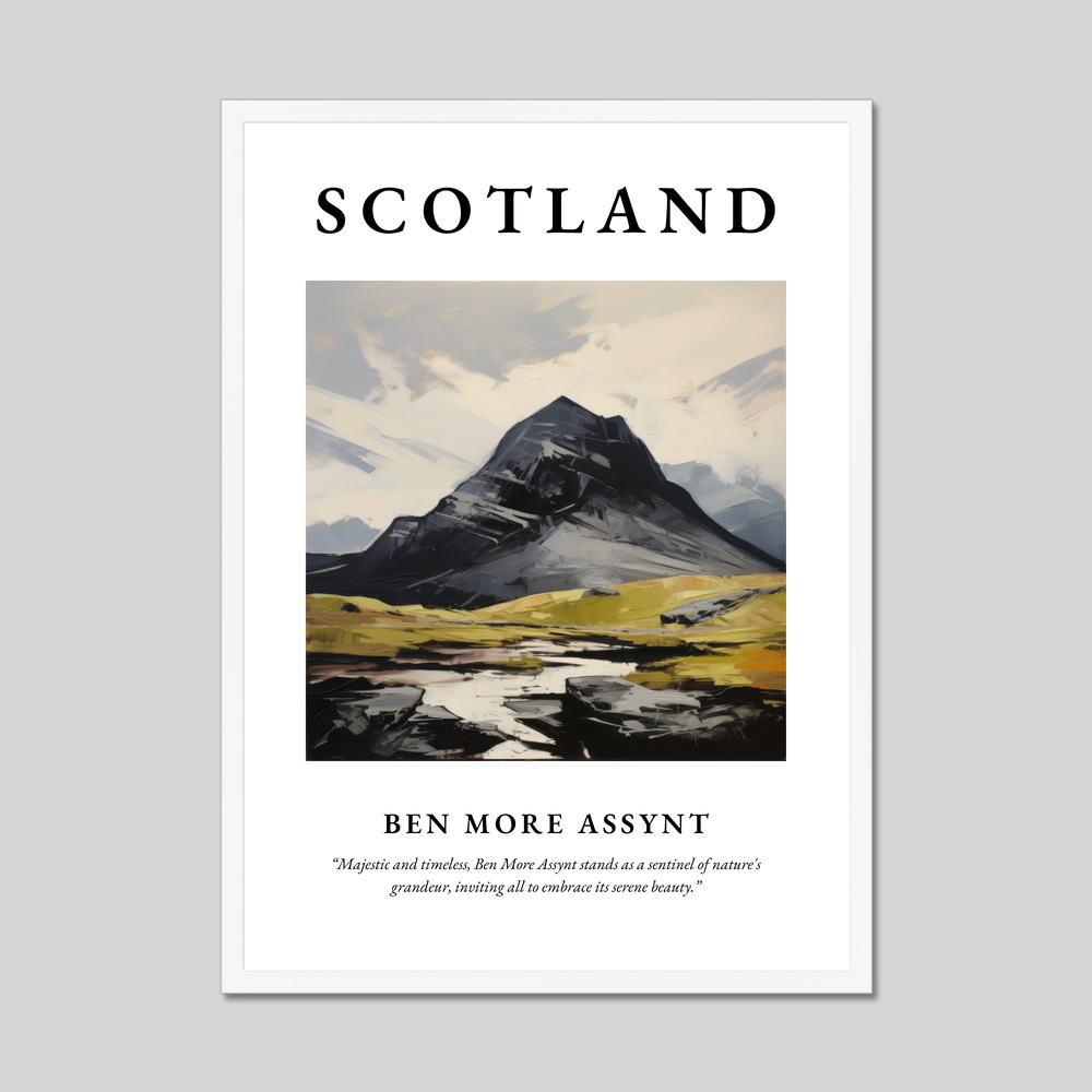 Poster in a white frame with the word Scotland