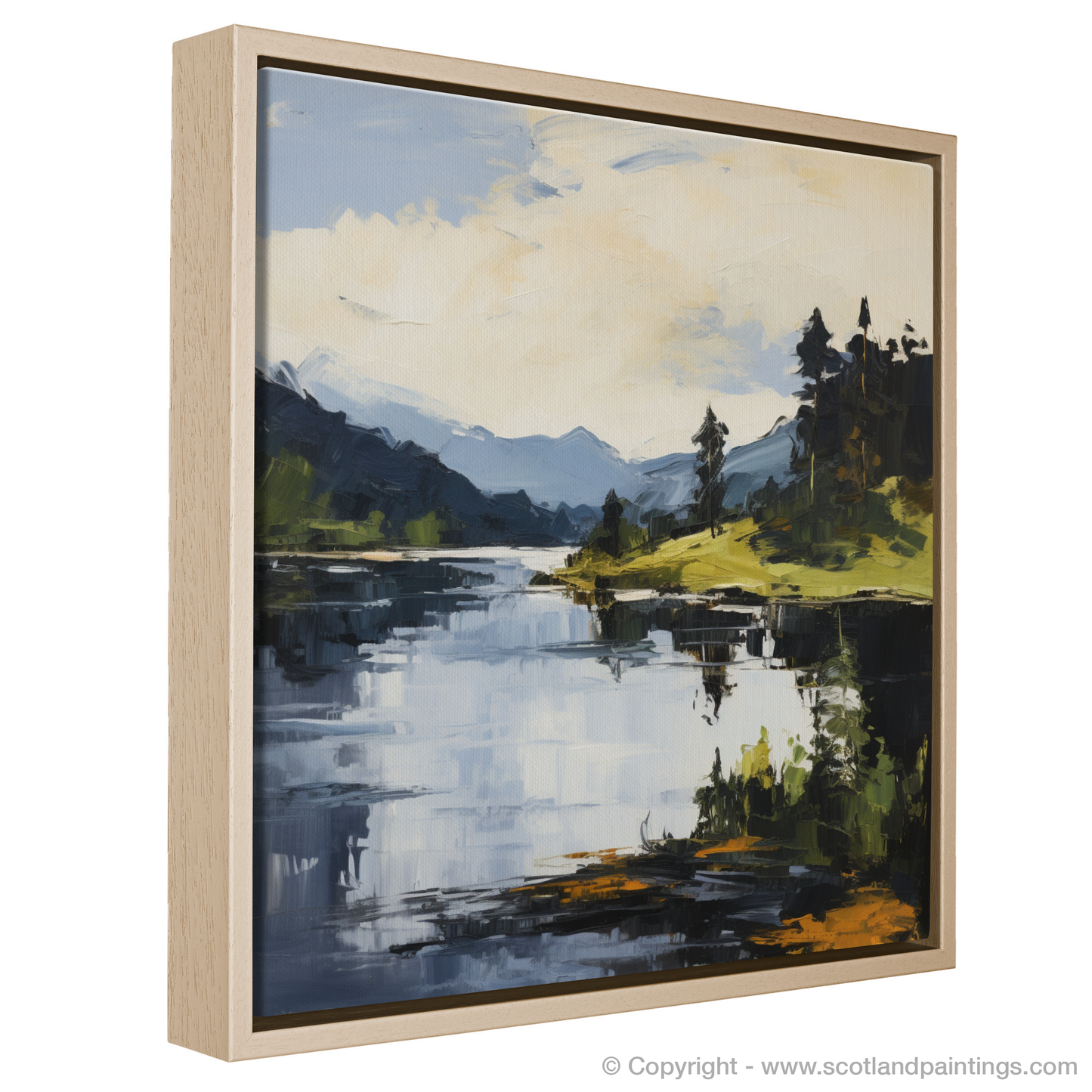 Painting and Art Print of Loch Ard, Stirling in summer entitled "Summer's Embrace at Loch Ard Stirling".