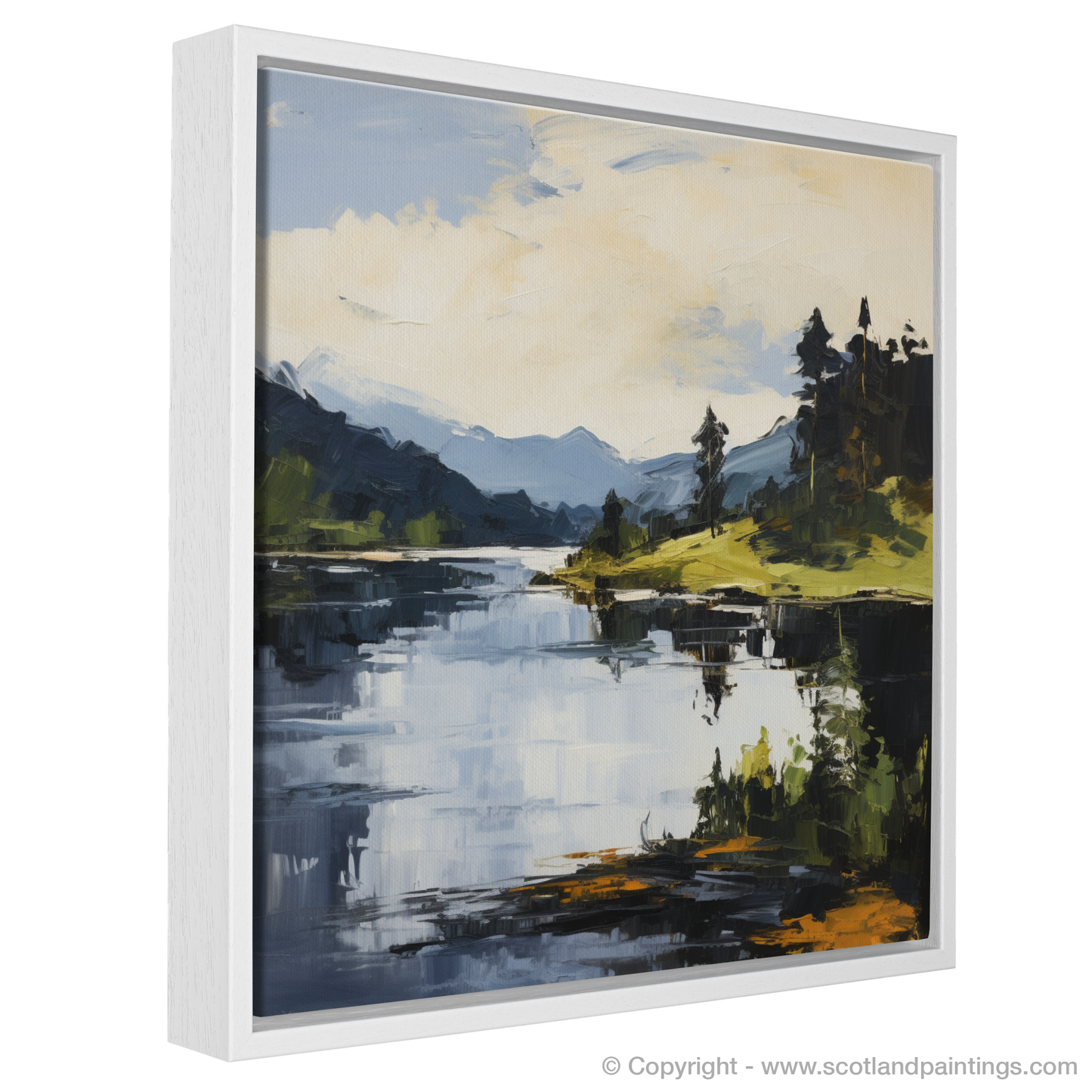 Painting and Art Print of Loch Ard, Stirling in summer entitled "Summer's Embrace at Loch Ard Stirling".