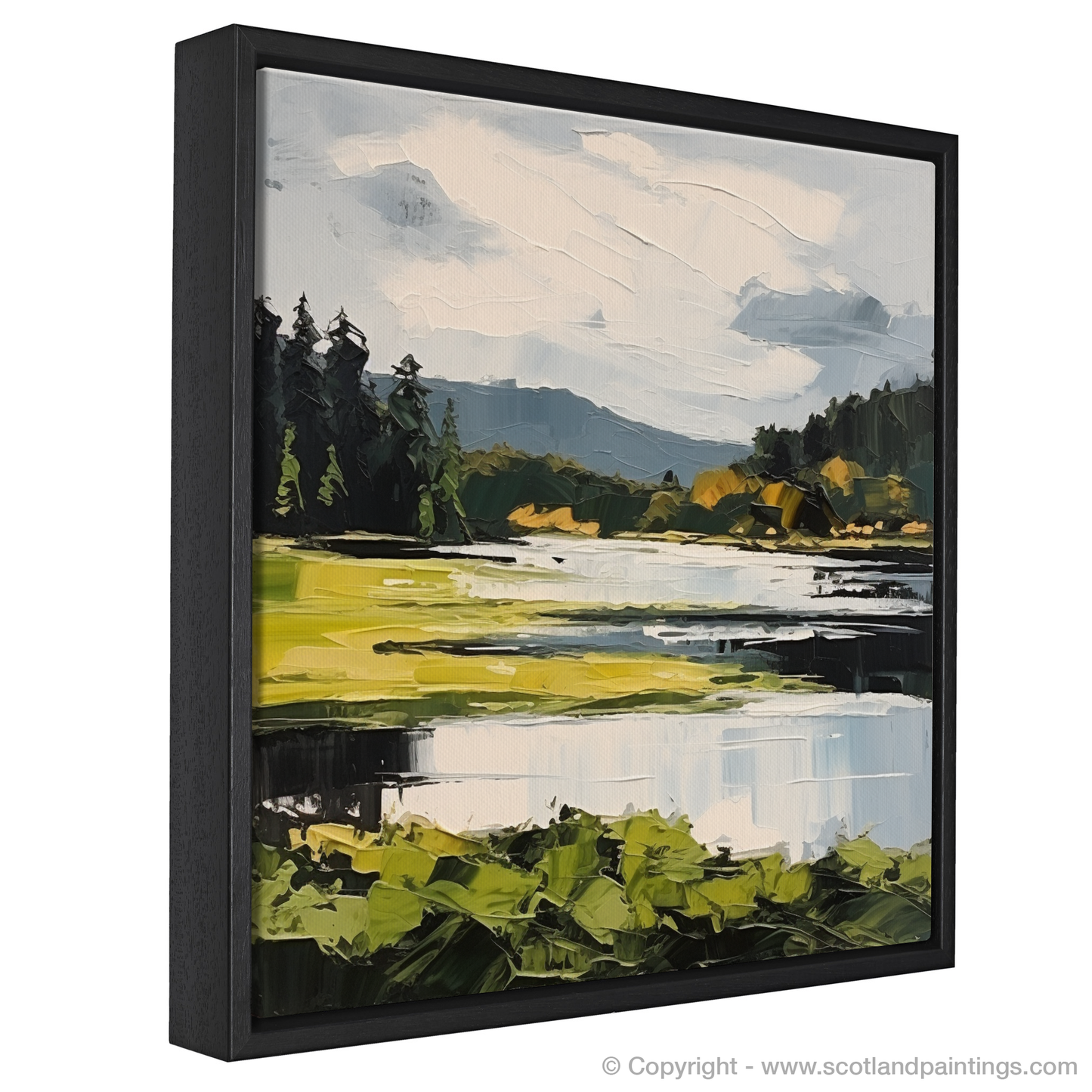 Painting and Art Print of Loch Ard, Stirling in summer entitled "Summer Splendour at Loch Ard: An Expressionist Ode".