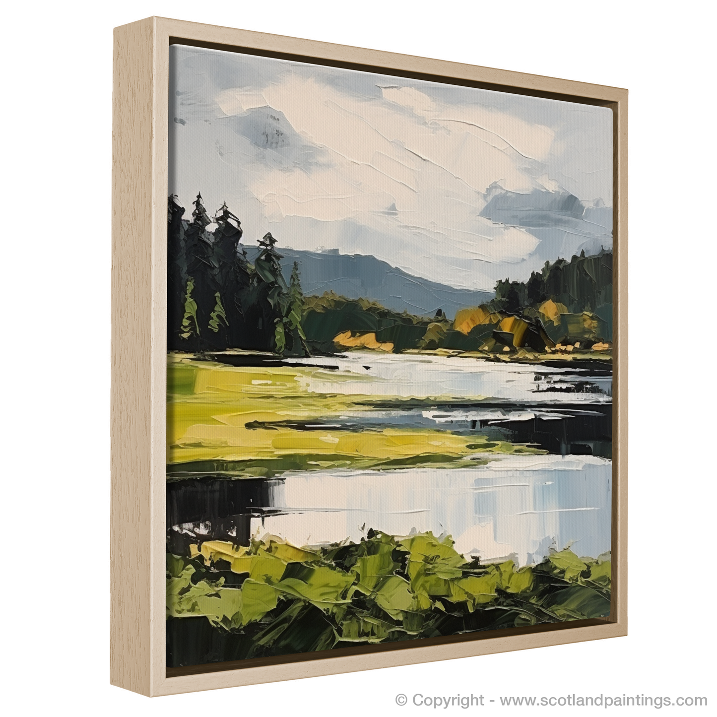 Painting and Art Print of Loch Ard, Stirling in summer entitled "Summer Splendour at Loch Ard: An Expressionist Ode".