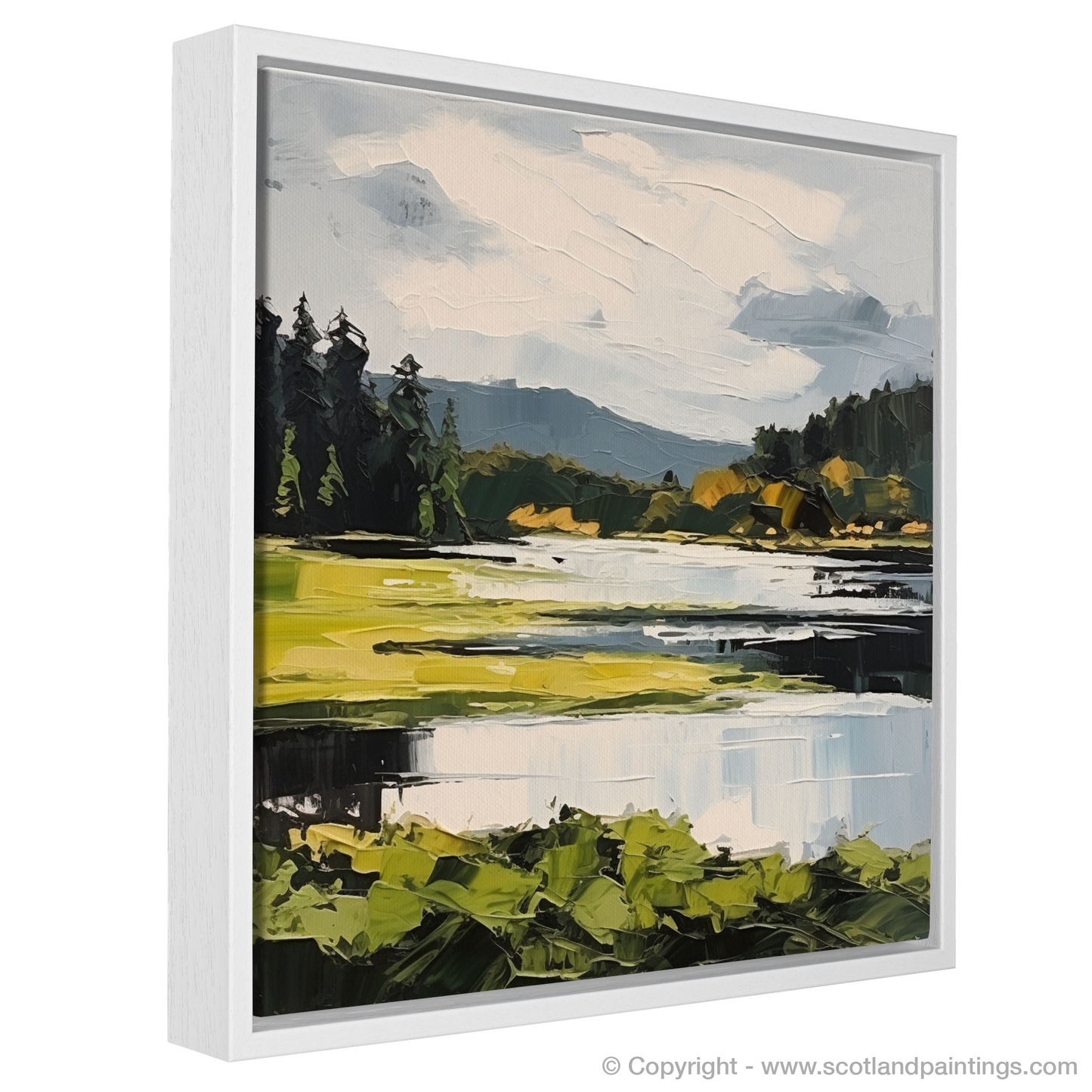 Painting and Art Print of Loch Ard, Stirling in summer entitled "Summer Splendour at Loch Ard: An Expressionist Ode".