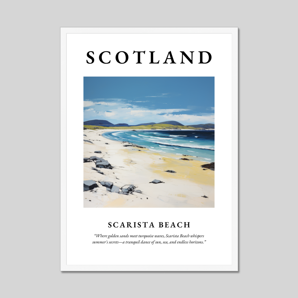 Poster in a white frame with the word Scotland