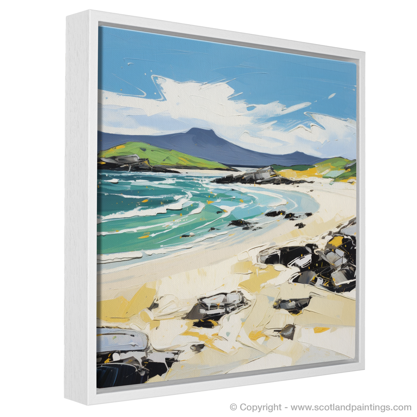 Painting and Art Print of Scarista Beach, Isle of Harris in summer entitled "Summer Serenade at Scarista Beach".