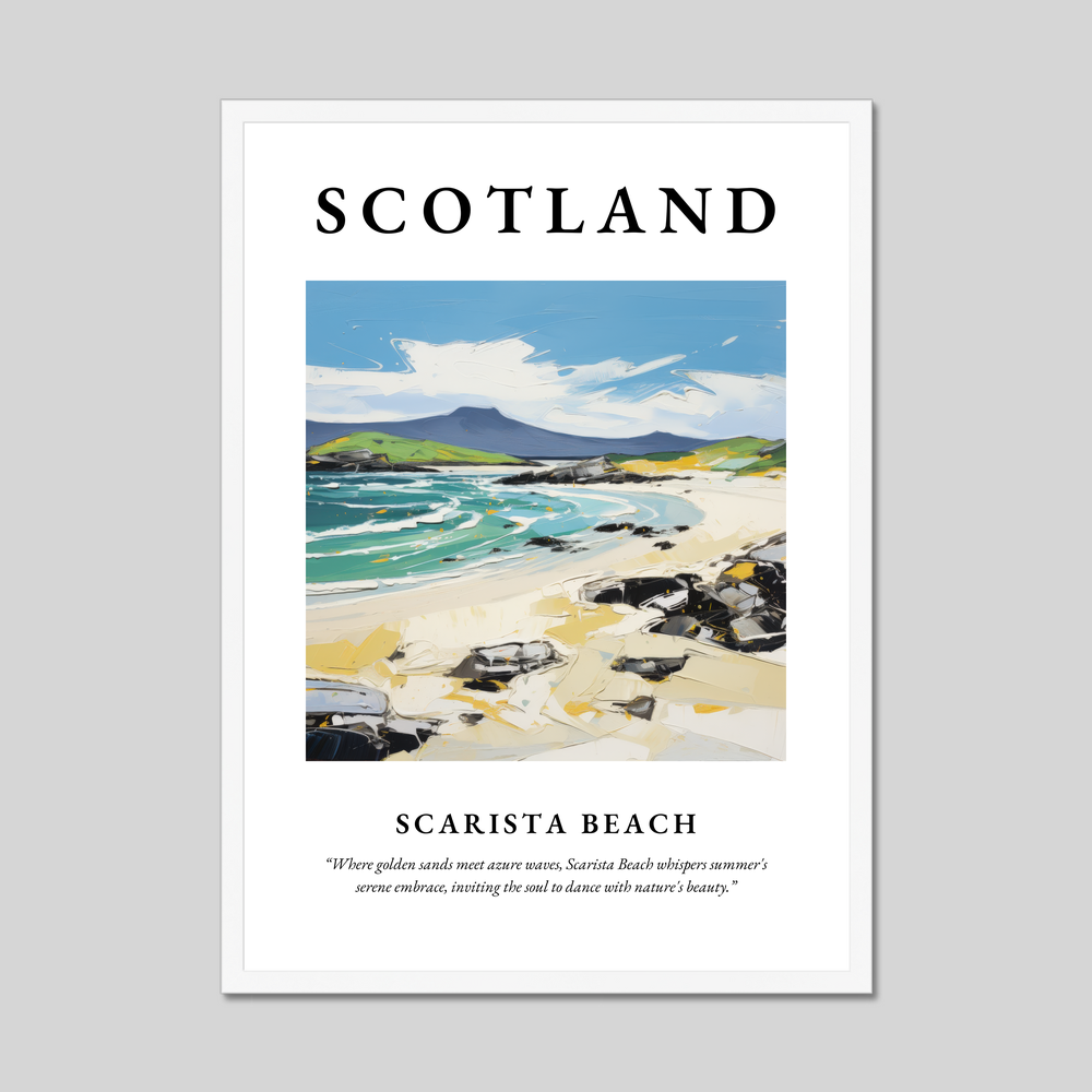 Poster in a white frame with the word Scotland