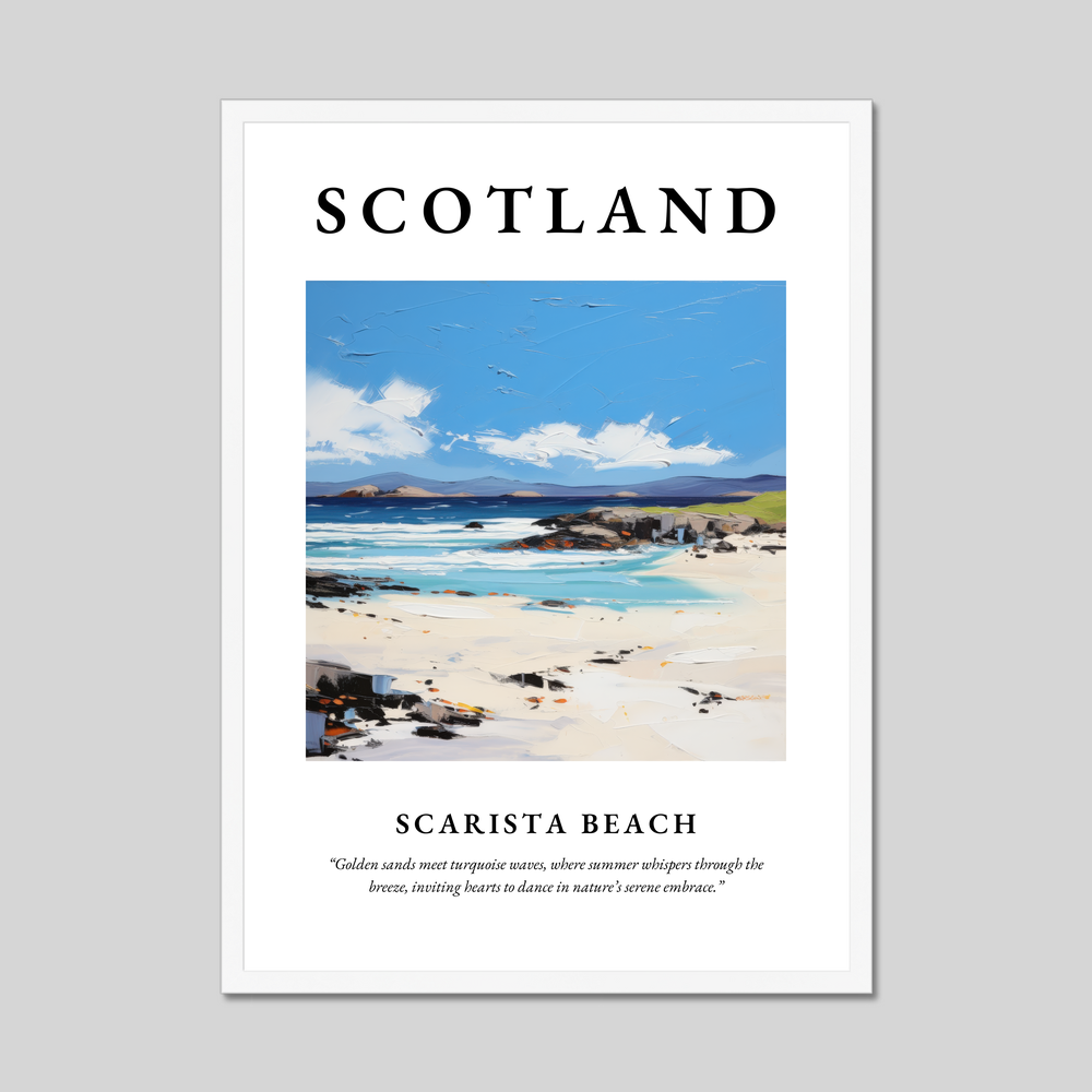 Poster in a white frame with the word Scotland