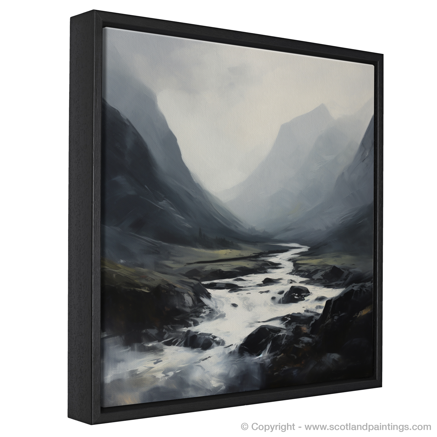 Painting and Art Print of Rolling fog in Glencoe entitled "Misty Enchantment of Glencoe".