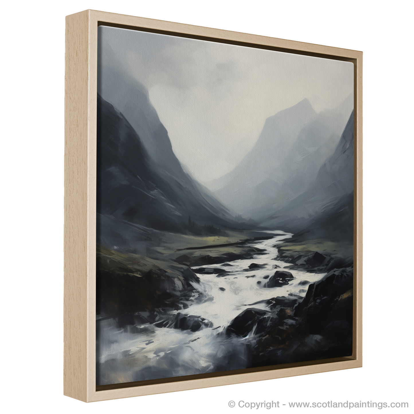 Painting and Art Print of Rolling fog in Glencoe entitled "Misty Enchantment of Glencoe".