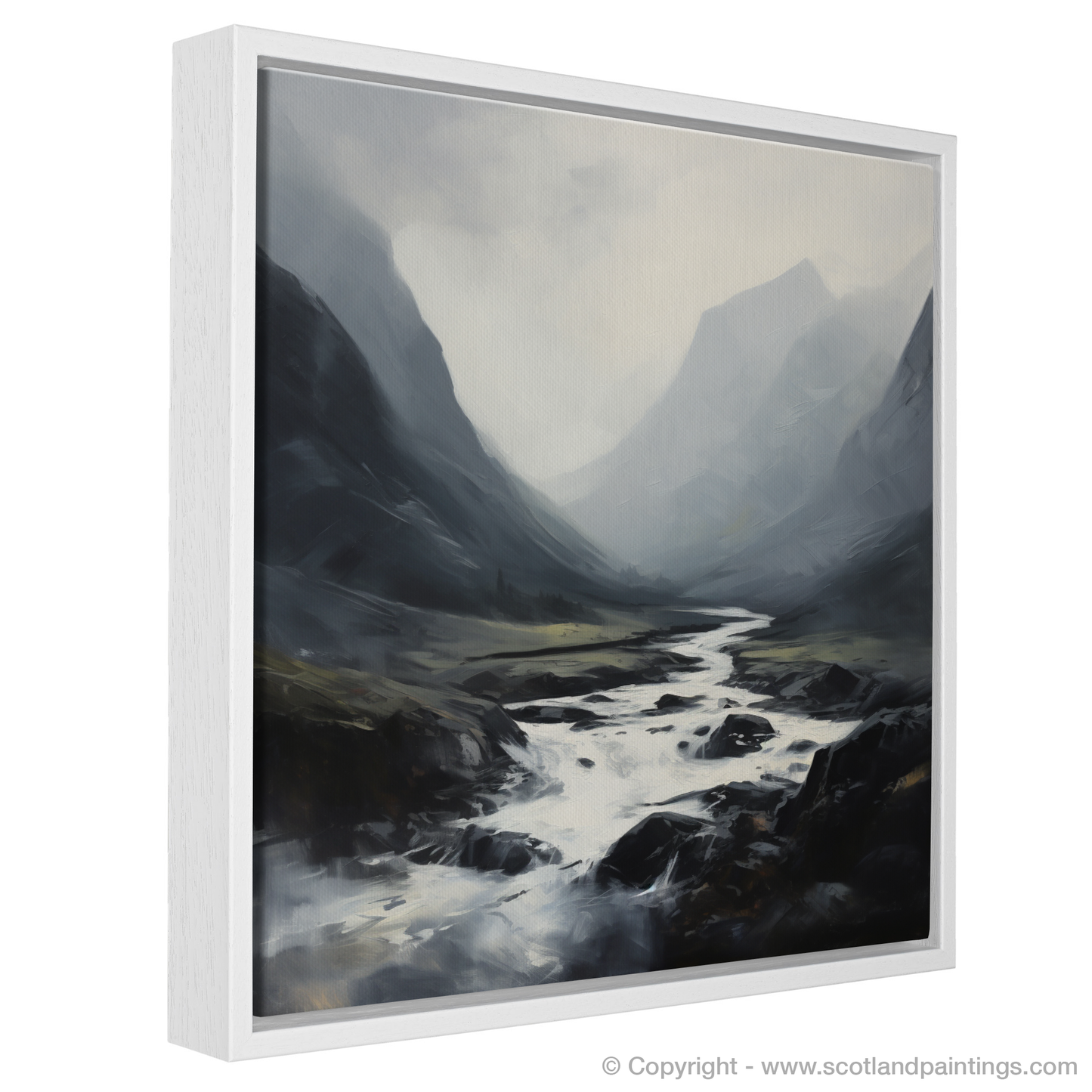 Painting and Art Print of Rolling fog in Glencoe entitled "Misty Enchantment of Glencoe".