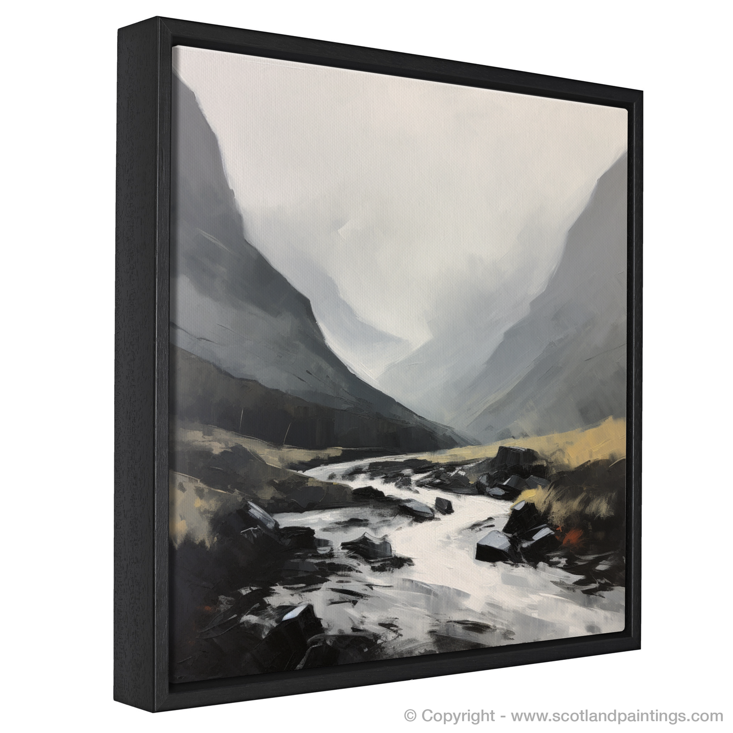 Painting and Art Print of Rolling fog in Glencoe entitled "Mists of Glencoe: An Expressionist Journey".