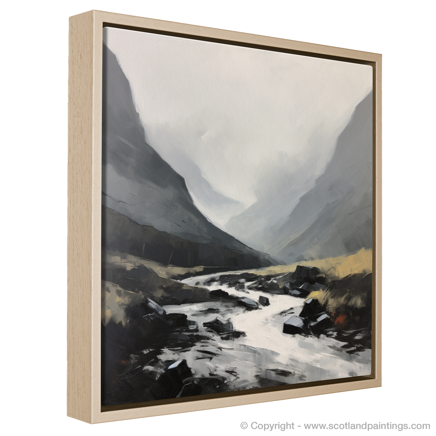 Painting and Art Print of Rolling fog in Glencoe entitled "Mists of Glencoe: An Expressionist Journey".