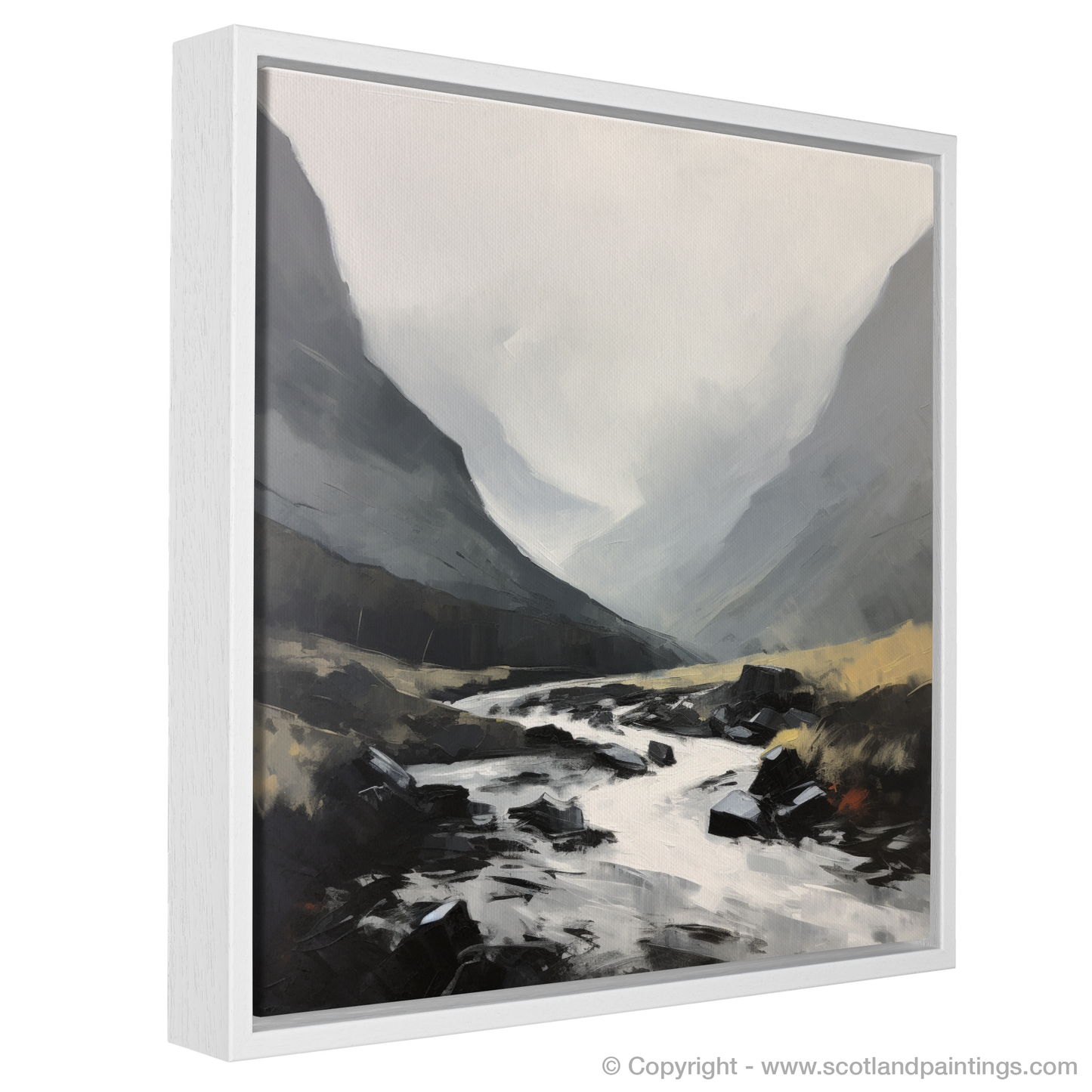 Painting and Art Print of Rolling fog in Glencoe entitled "Mists of Glencoe: An Expressionist Journey".