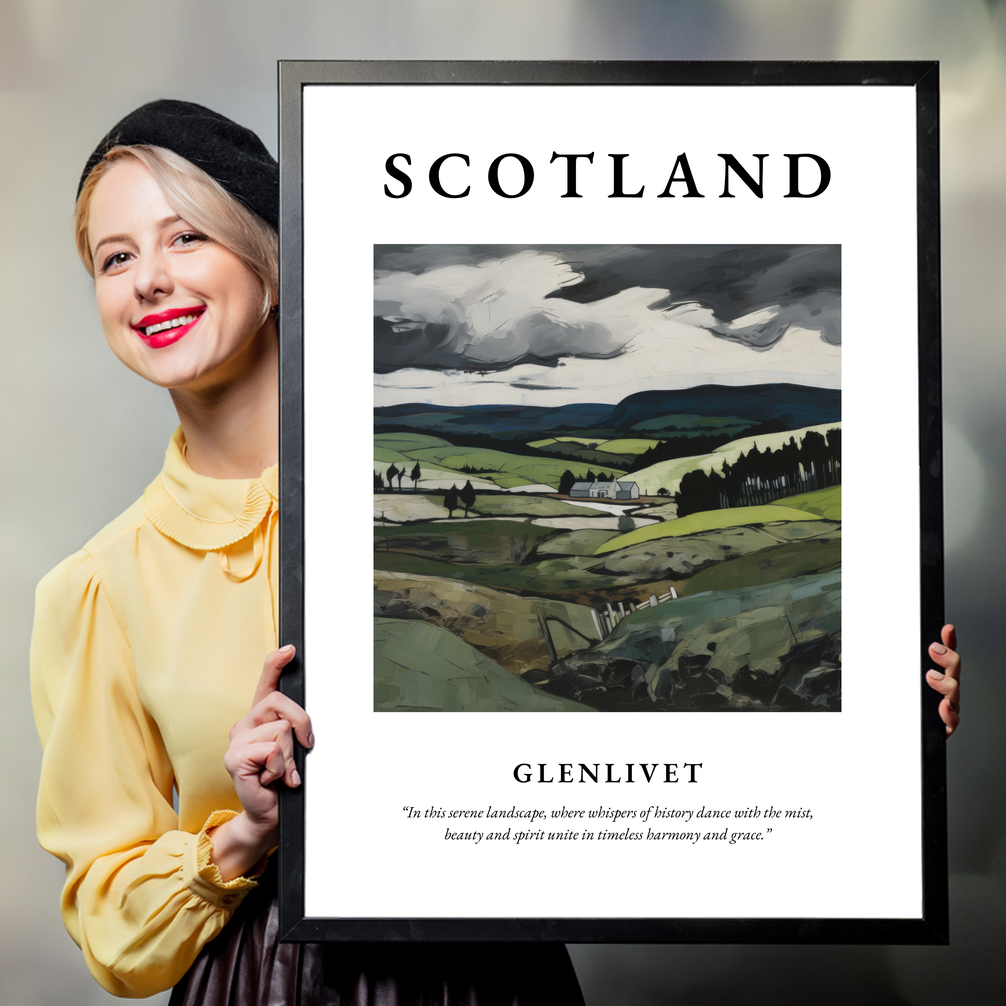 Person holding a poster of Glenlivet