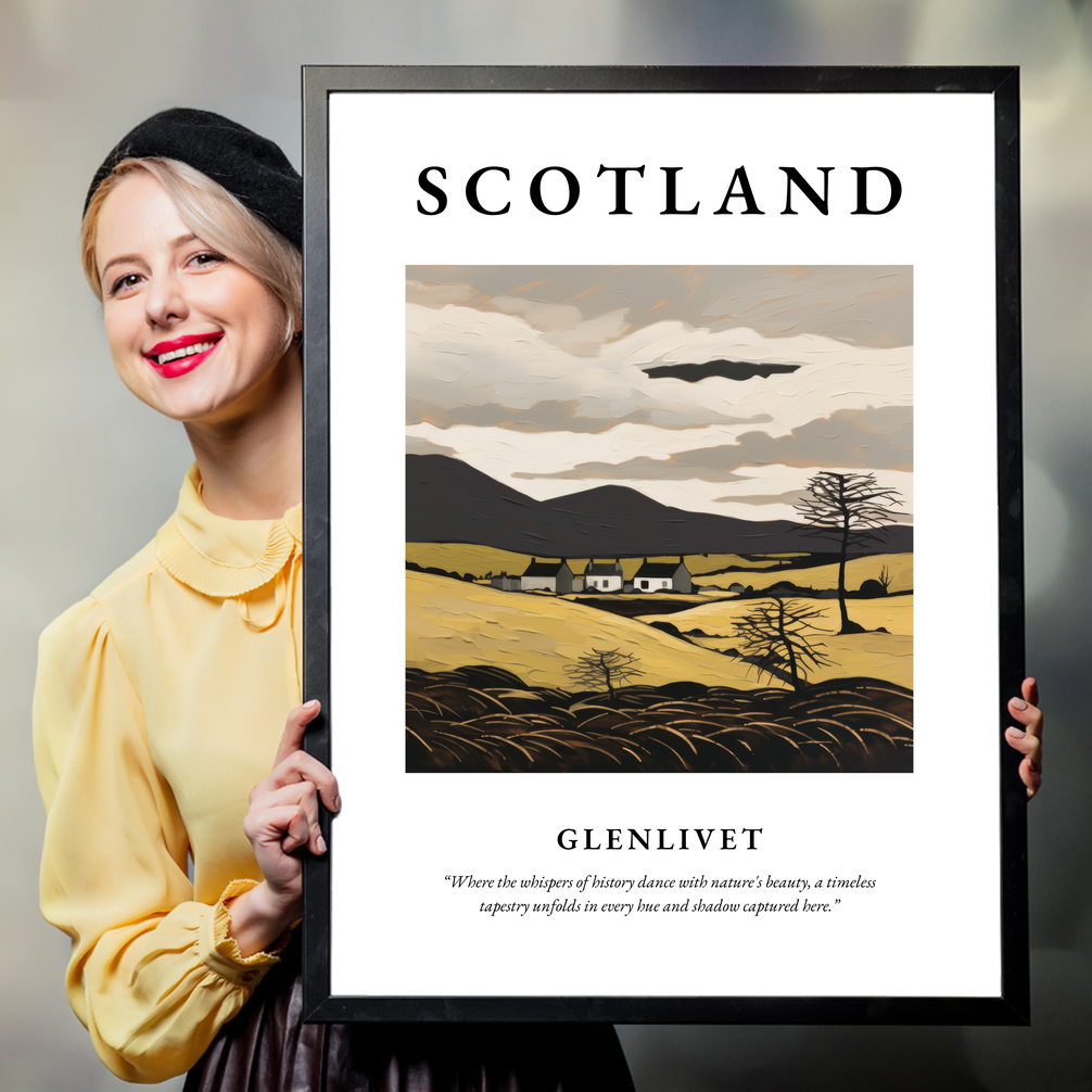 Person holding a poster of Glenlivet