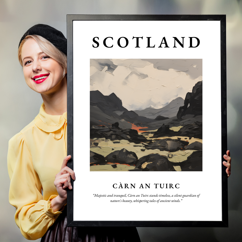 Person holding a poster of Càrn an Tuirc