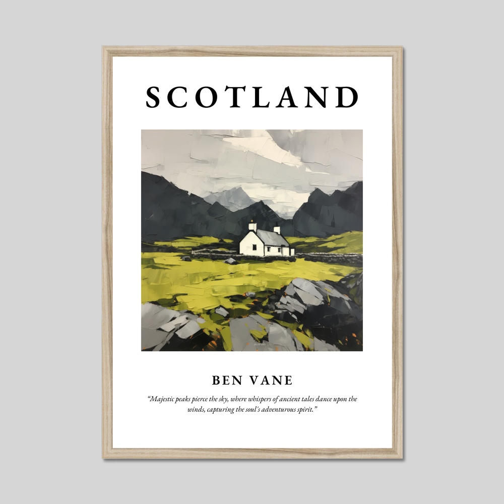 Poster in a natural frame with the word Scotland