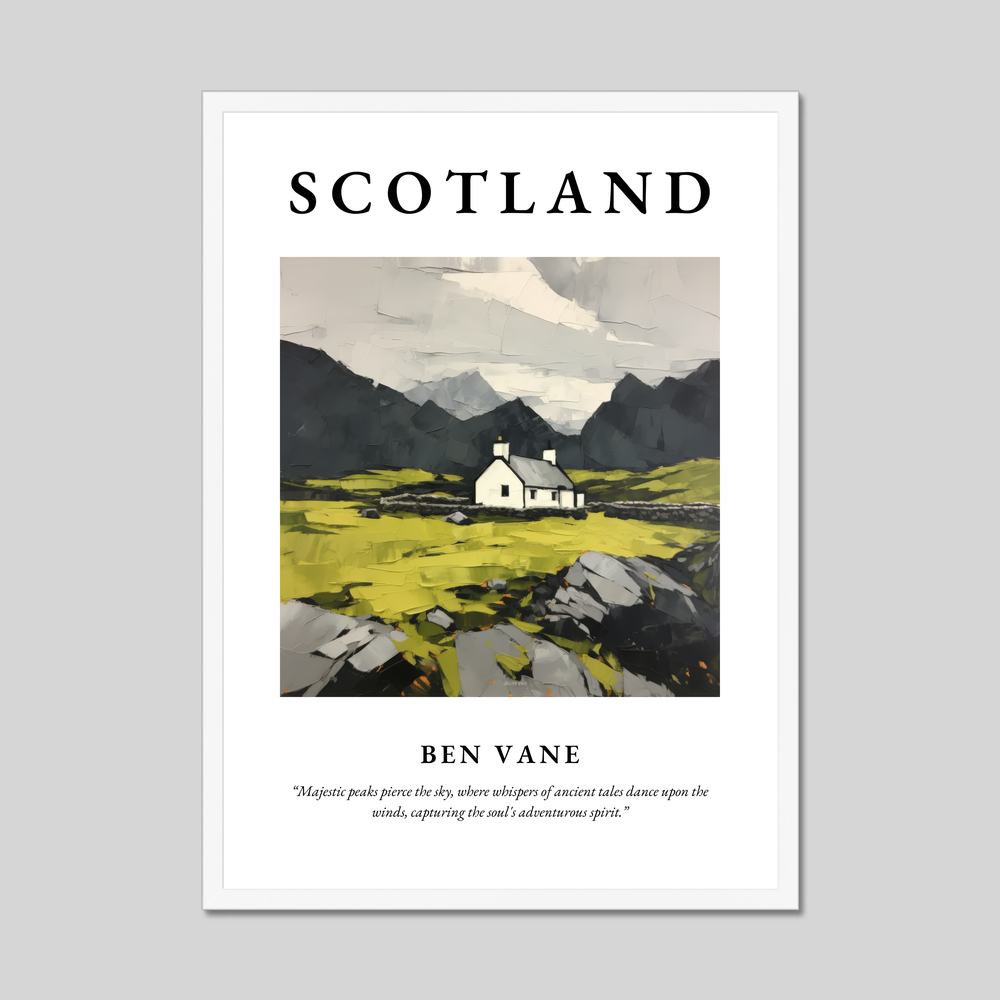 Poster in a white frame with the word Scotland