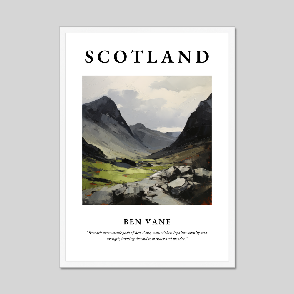 Poster in a white frame with the word Scotland