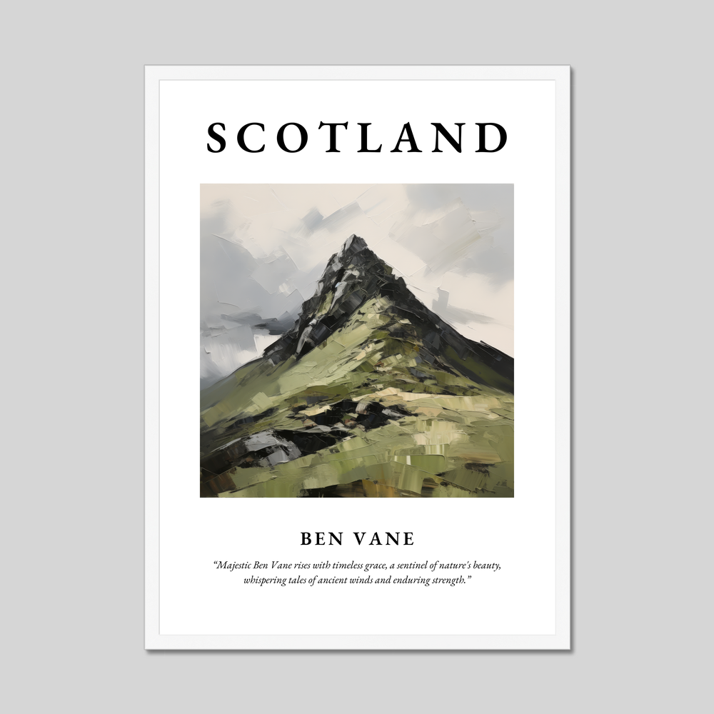 Poster in a white frame with the word Scotland