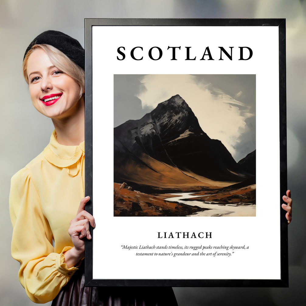 Person holding a poster of Liathach