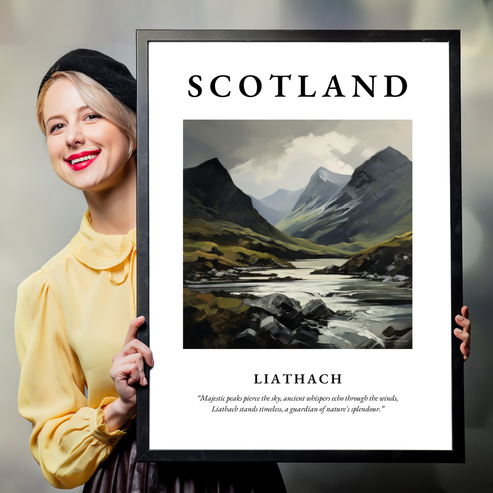 Person holding a poster of Liathach