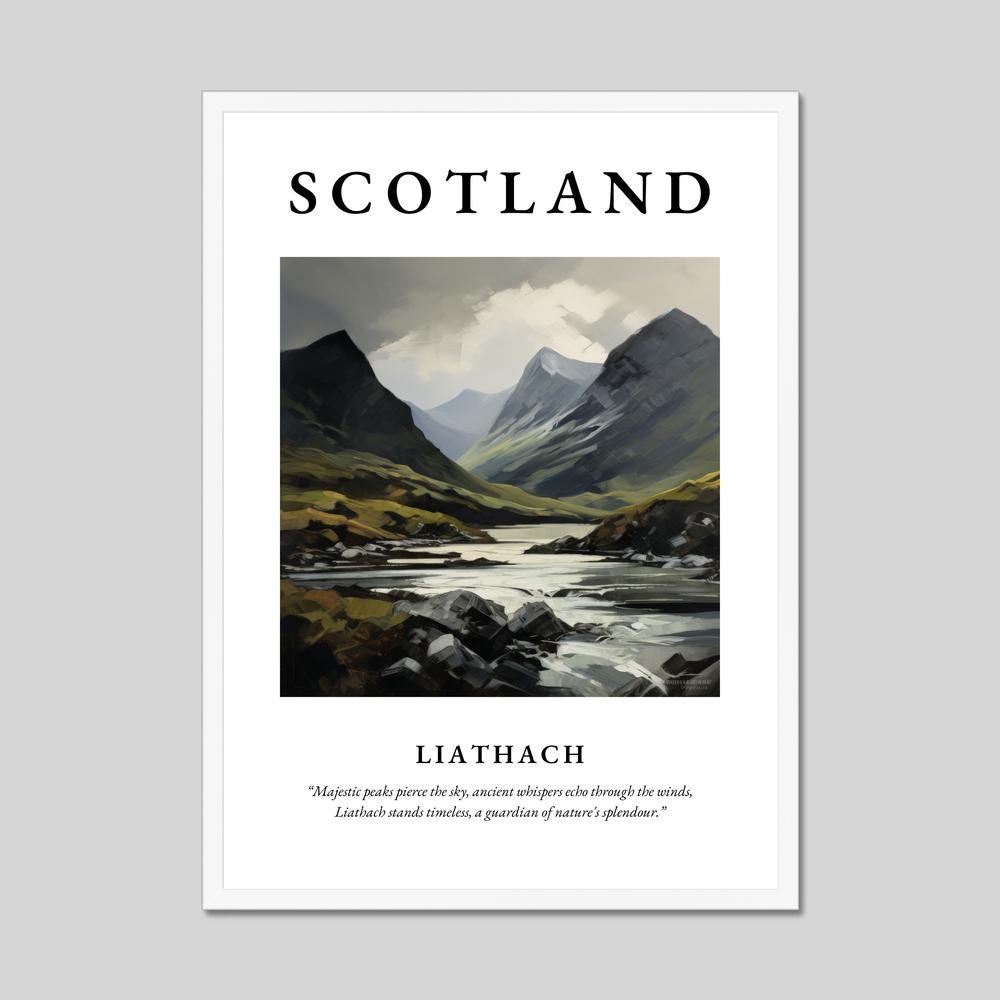 Poster in a white frame with the word Scotland