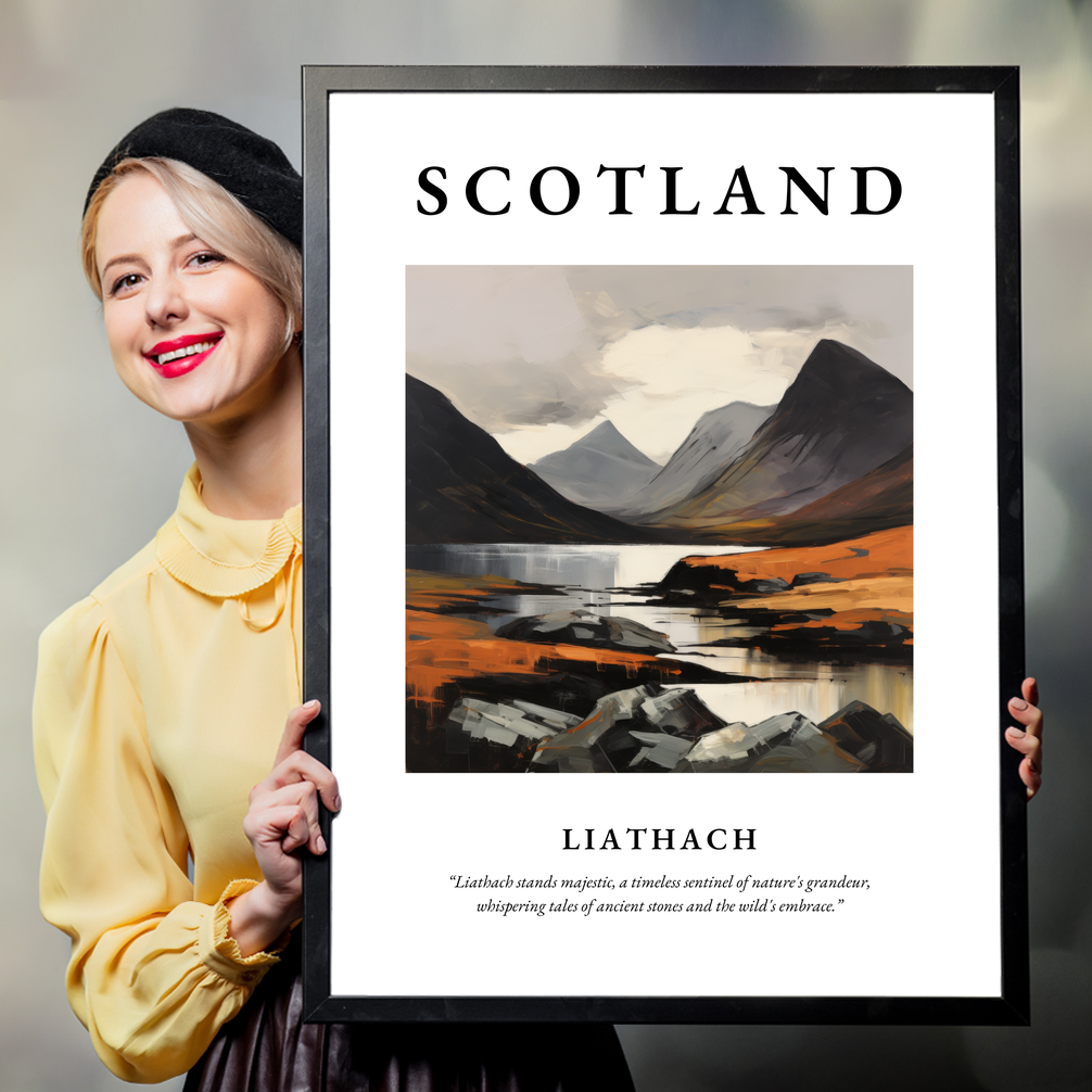 Person holding a poster of Liathach