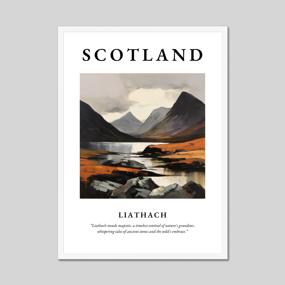 Poster in a white frame with the word Scotland