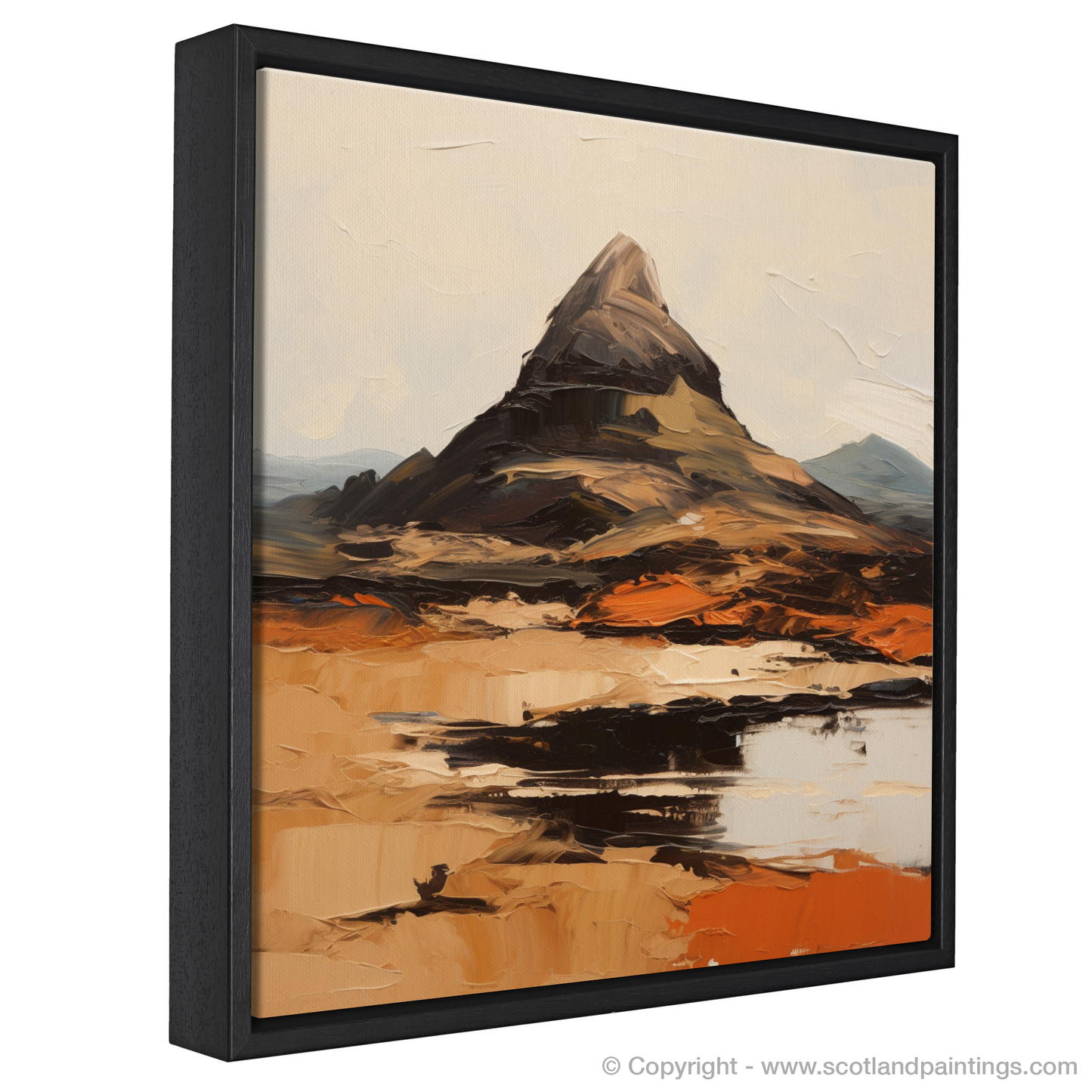 Painting and Art Print of Suilven, Sutherland entitled "Suilven's Rugged Majesty: An Expressionist Homage to Scottish Highlands".