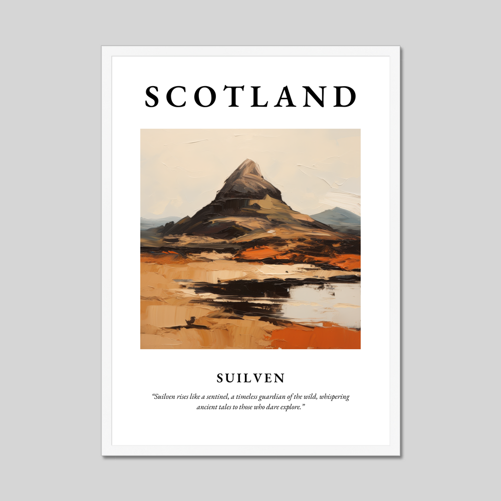 Poster in a white frame with the word Scotland